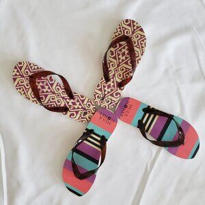 Hula Honey Jelly Strap Flip Flops 2 Pairs SZ 6